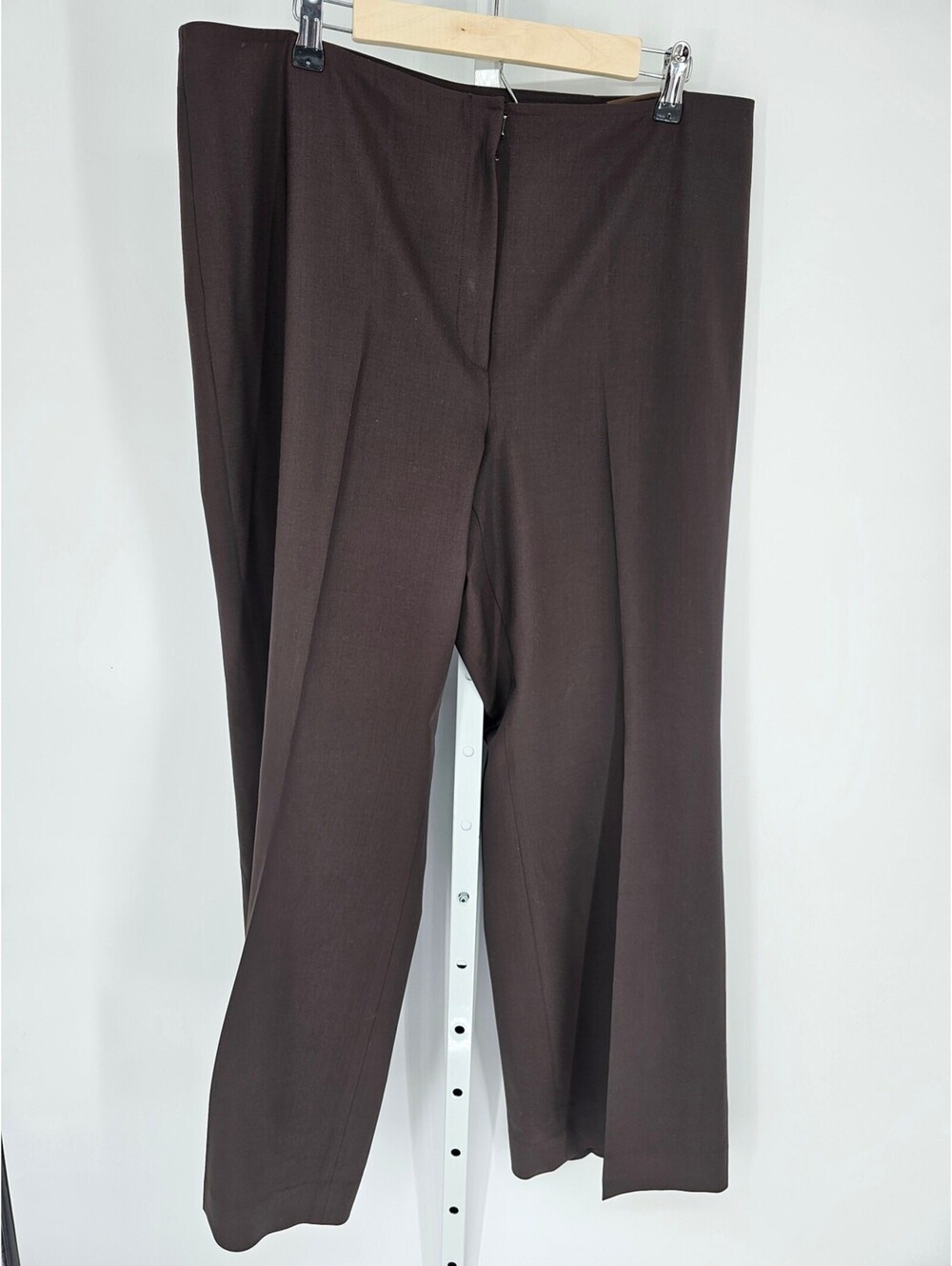 Classiques Entier Brown Polyester Blend High-Rise Straight-Leg Pants Size 16